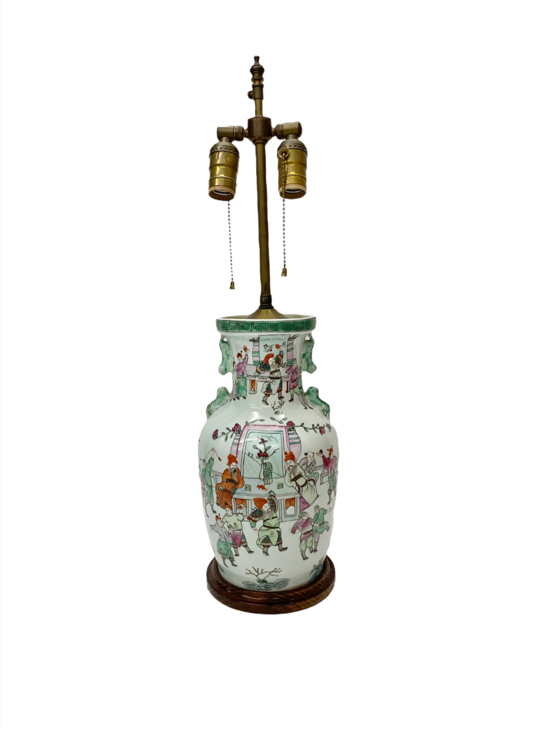 A Pair, Antique Chinoiserie Porcelain Lamps