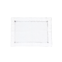 White Linen Placemats with Triple Hemstitch Border, Set of 4