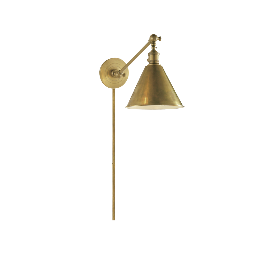 Hand-Rubbed Antique Brass Single Arm Library Light