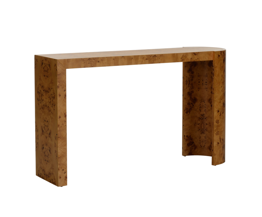 Burlwood Console Table