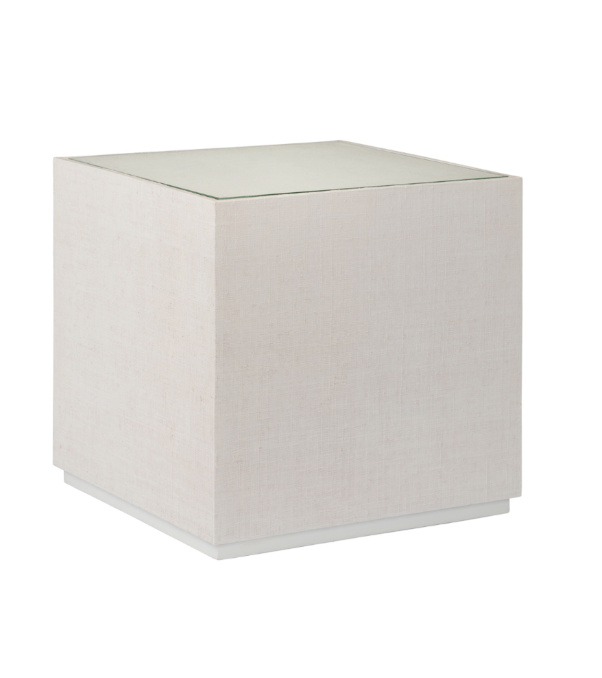 White Bunching Raffia Table