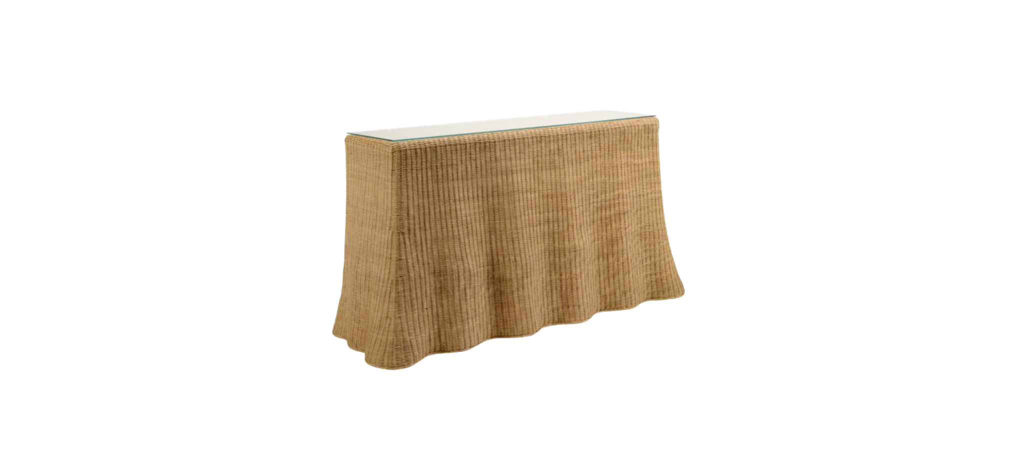 Scalloped Wicker Console