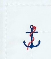 Hand Embroidered Linen Anchor Placemats, Set of 4
