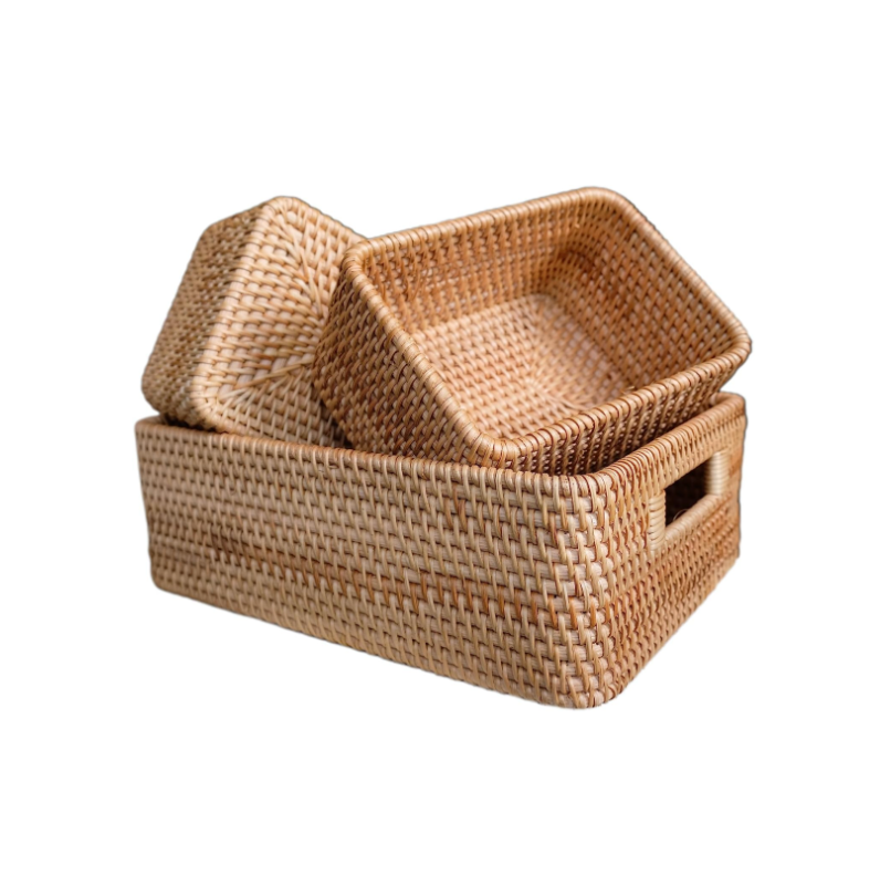 Woven Rattan Decorative Basket Set