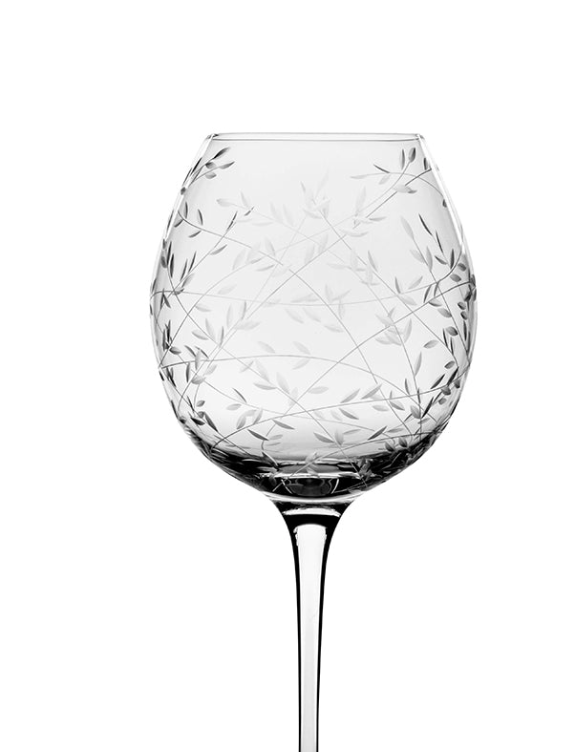 Bohemian Crystal Wine Goblet in Folium