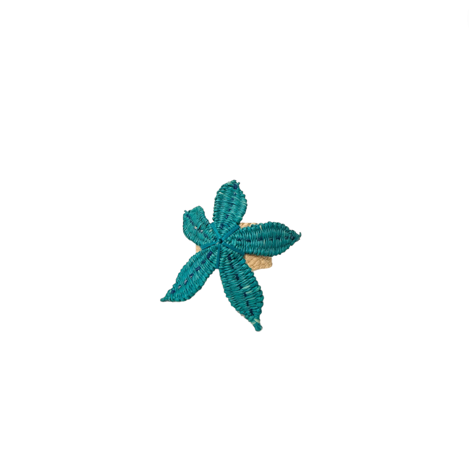 Aqua Starfish Napkin Ring, Set of 4