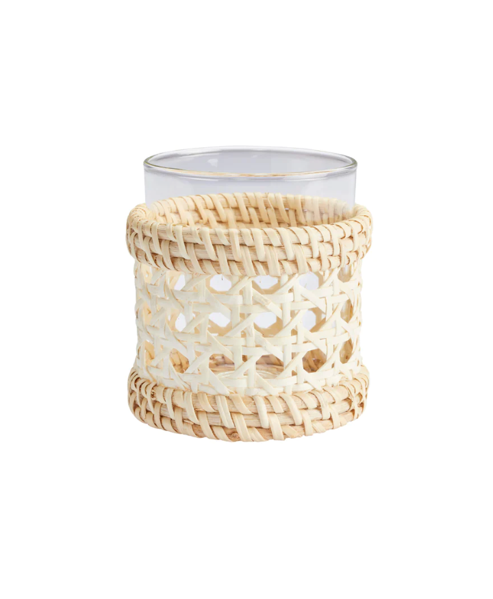 Woven Cane Wrapped Tumbler, Set of 4