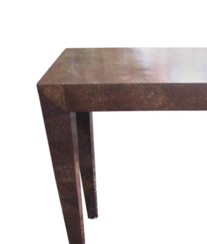 Vintage Coconut Veneer Console Table