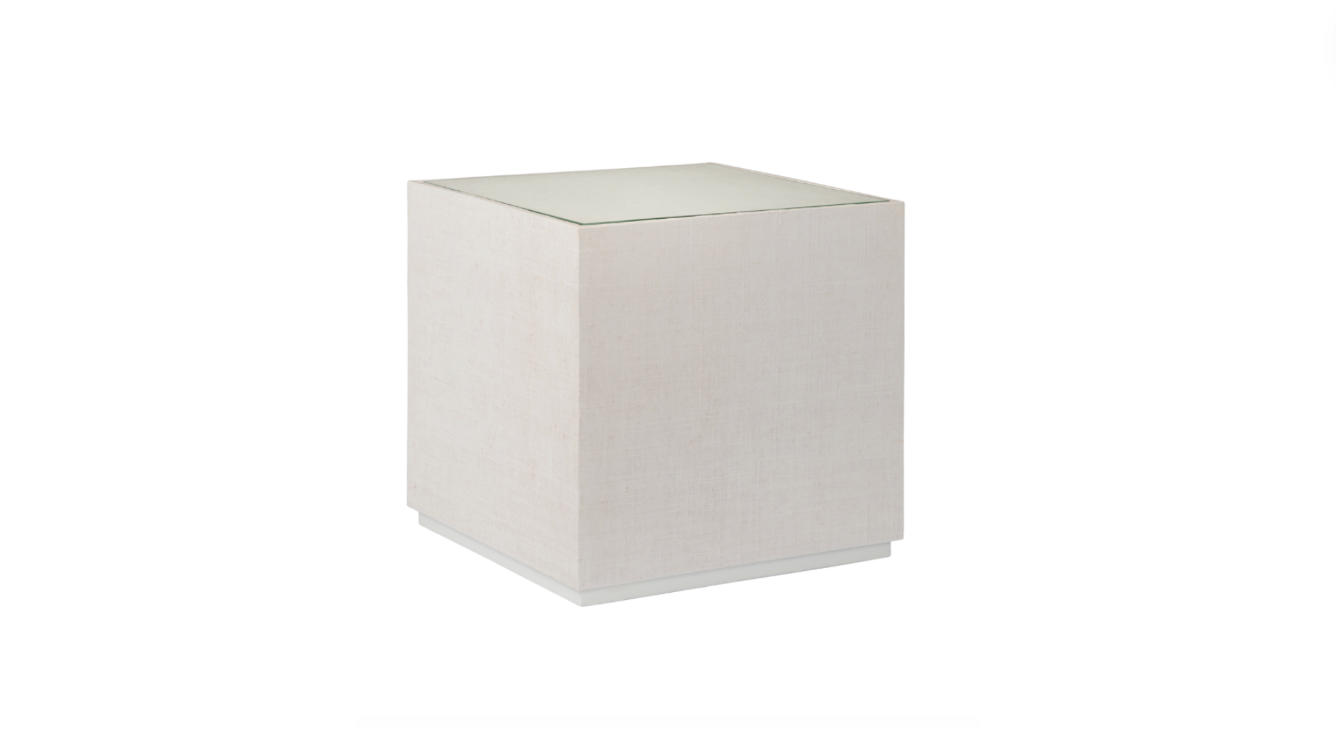 White Bunching Raffia Table