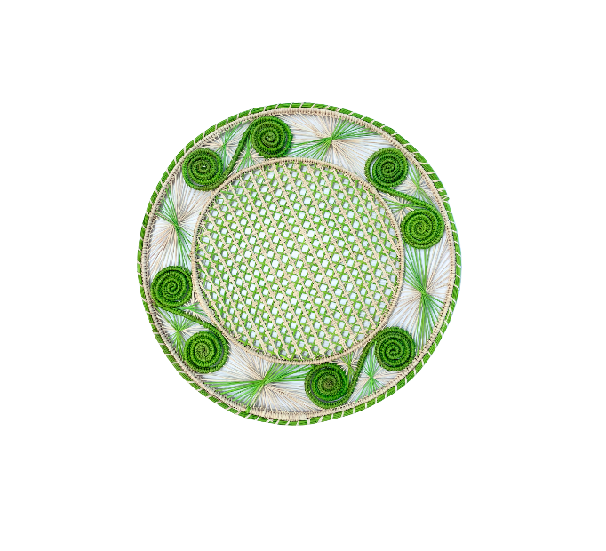 Handwoven Lime Green Caracol Iraca Straw Placemat