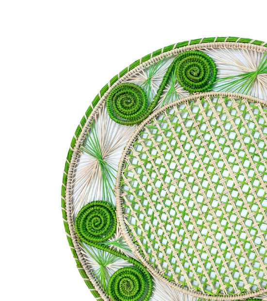 Handwoven Lime Green Caracol Iraca Straw Placemat