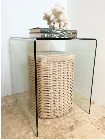 A Pair, Vintage Glass Waterfall Tables