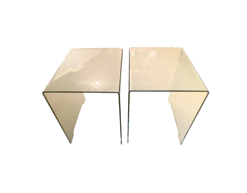 A Pair, Vintage Glass Waterfall Tables