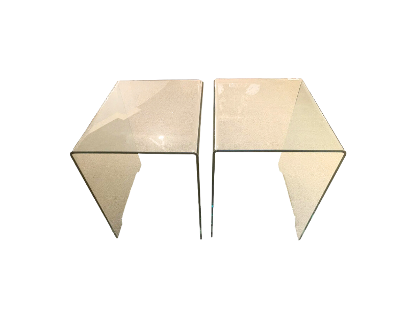 Pair of Vintage Glass Waterfall Tables