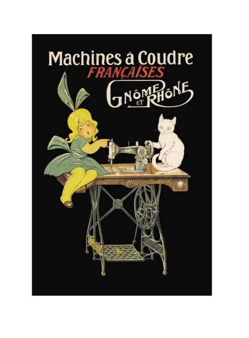 Vintage French Machines a Coudre Gnome et Rhone Poster