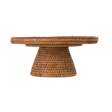 Glass Top Rattan Cake Stand