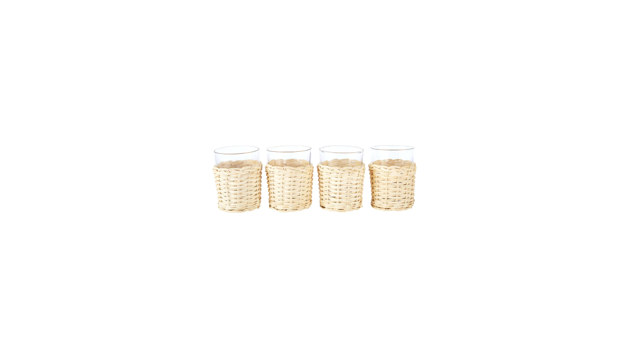 Rattan Wrapped Tumbler, Set of 4