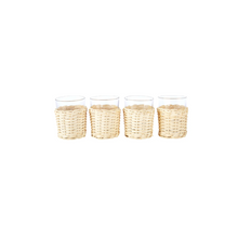 Rattan Wrapped Tumbler, Set of 4