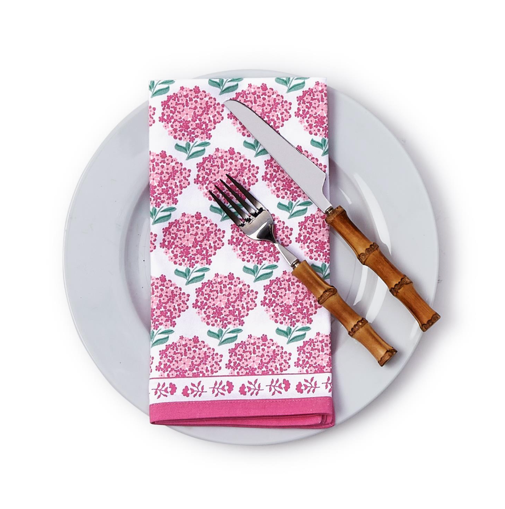 Pink Hydrangea Cloth Napkins, Set of 4