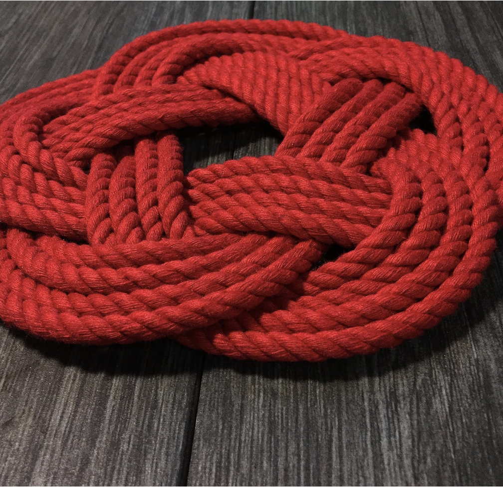 Small Cotton Red Rope Trivet, Set of 2