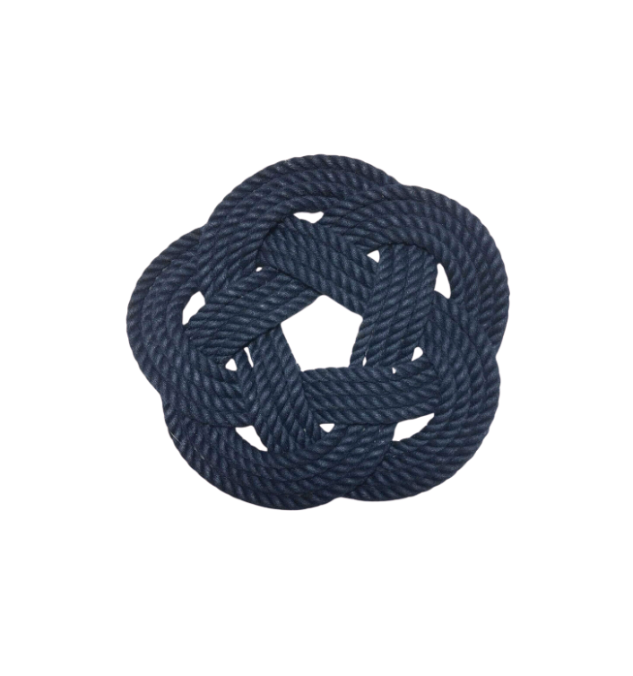 Small Cotton Navy Rope Trivet, Set of 2