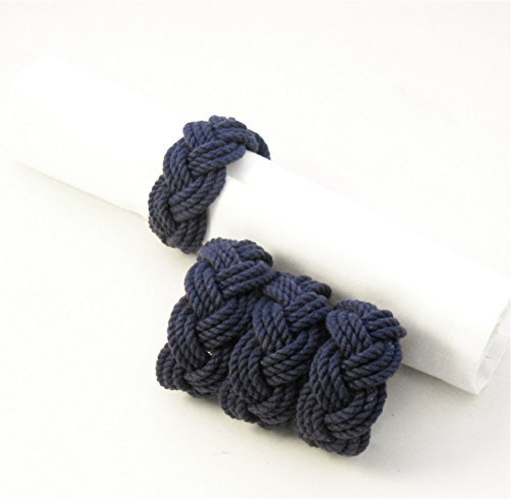 Navy Nautical Napkin Rings, Set of 4