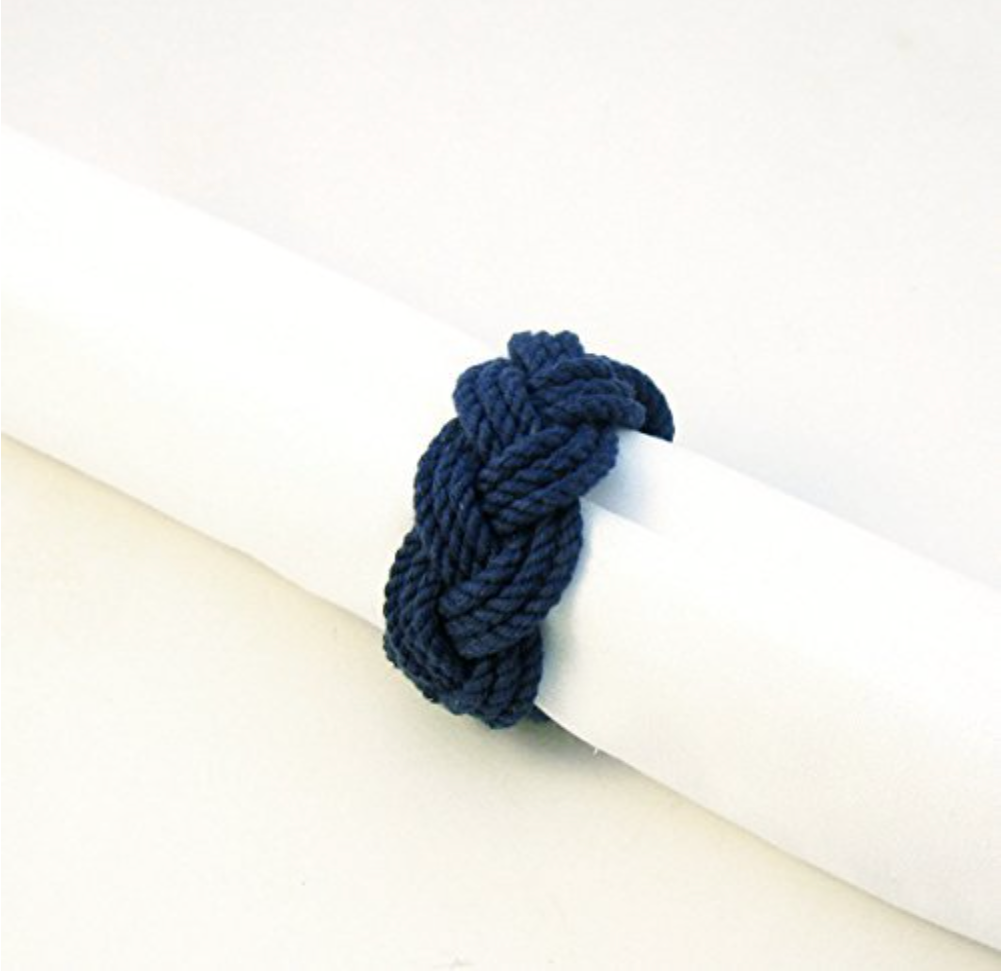 Navy Nautical Napkin Rings, Set of 4