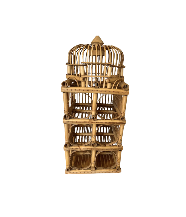 Vintage Bamboo Pagoda Wine Rack