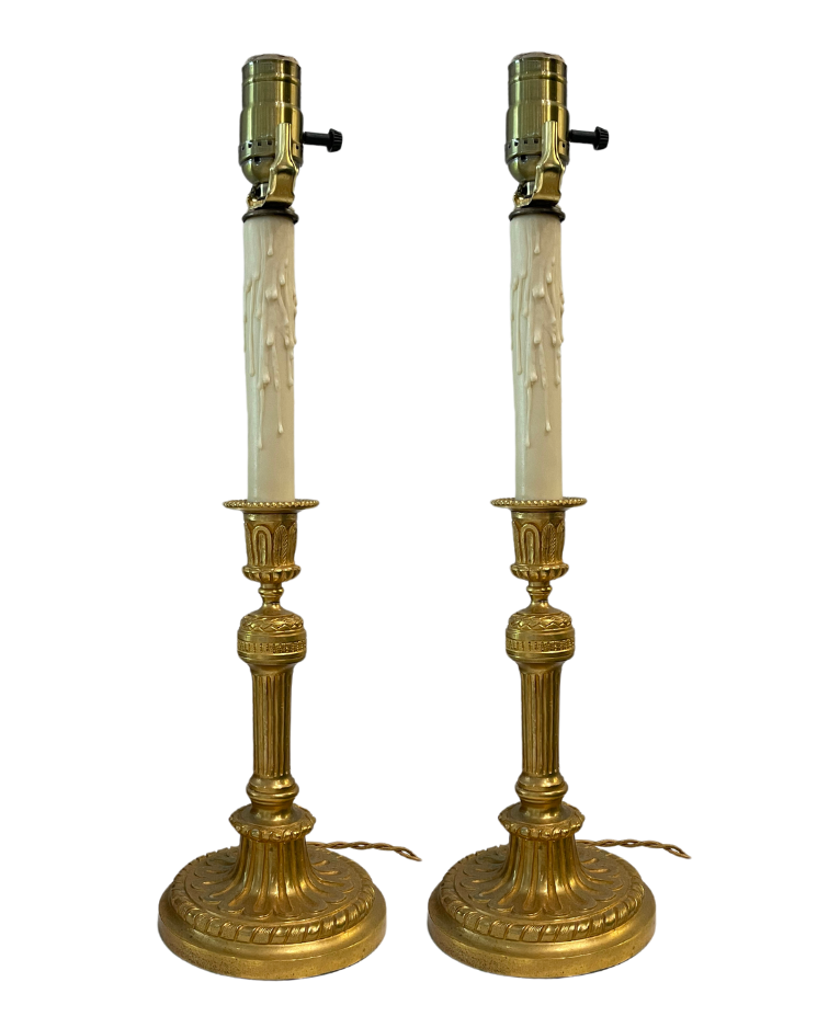 A Pair, 18k Gold Lamps