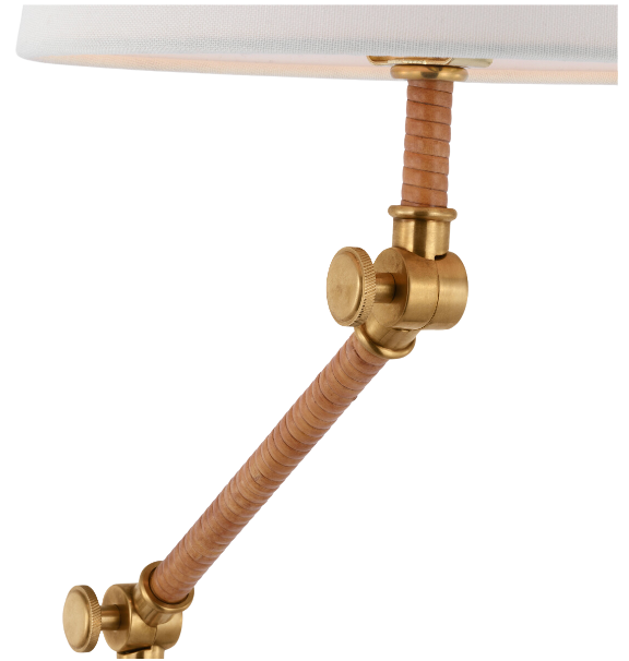 Rattan and Brass Floor Lamp