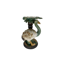 Majolica Ostrich Palm Tree Candle Holder