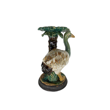 Majolica Ostrich Palm Tree Candle Holder