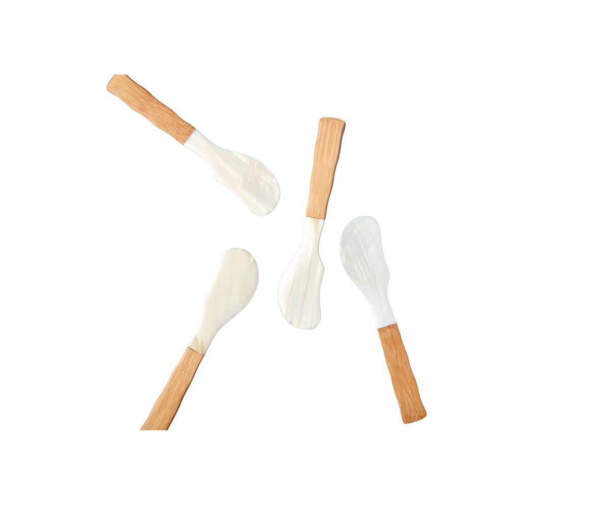 Seashell and Bamboo Spreaders, Set of 4