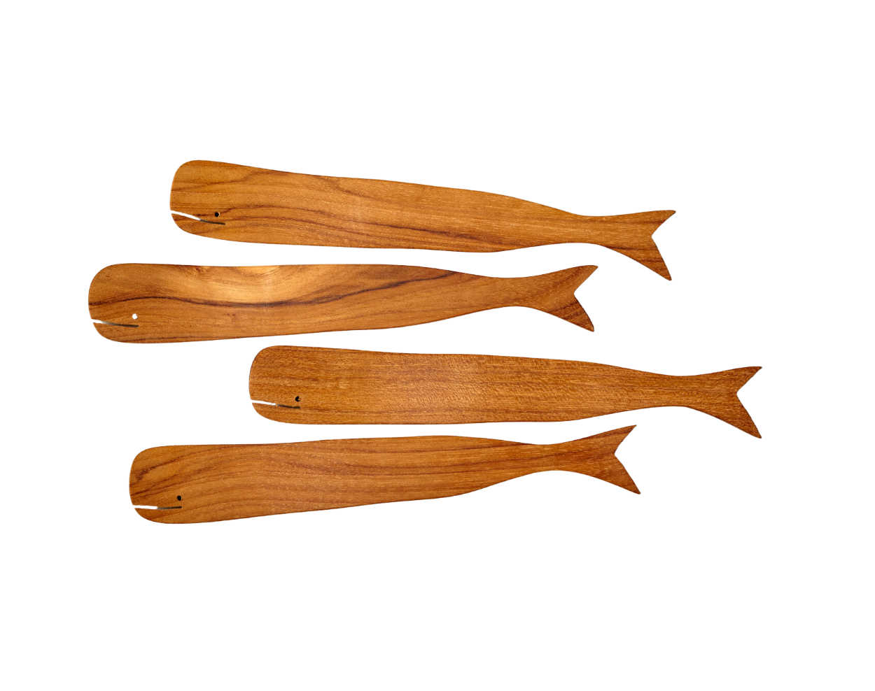 Teak Wood Whale Spreaders, Set of 4