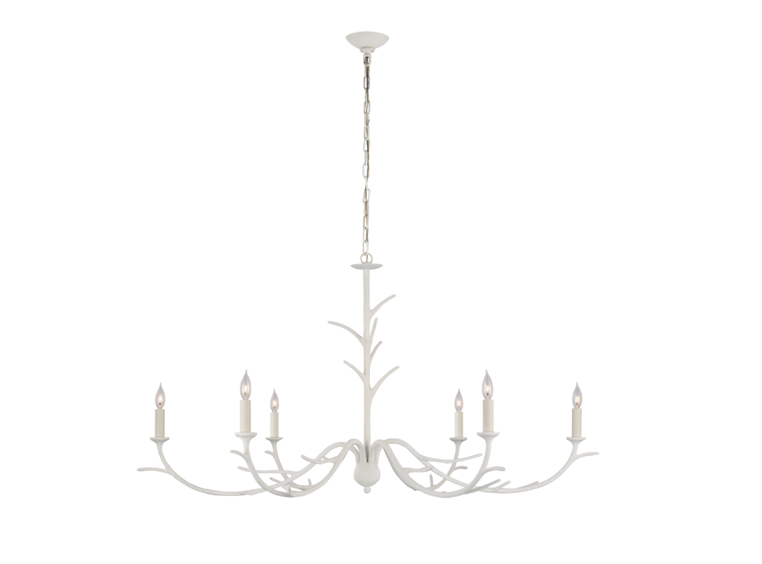 Large White Pronged Chandelier