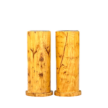 Pair of Vintage Burl Wood Cylinder Pedestals