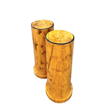 Pair of Vintage Burl Wood Cylinder Pedestals