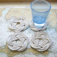 White Nautical Knot Coasters, Set of 4