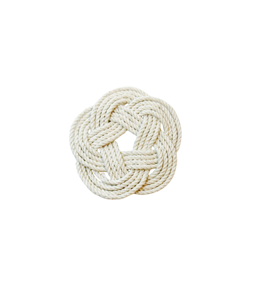 White Nautical Knot Coasters, Set of 4