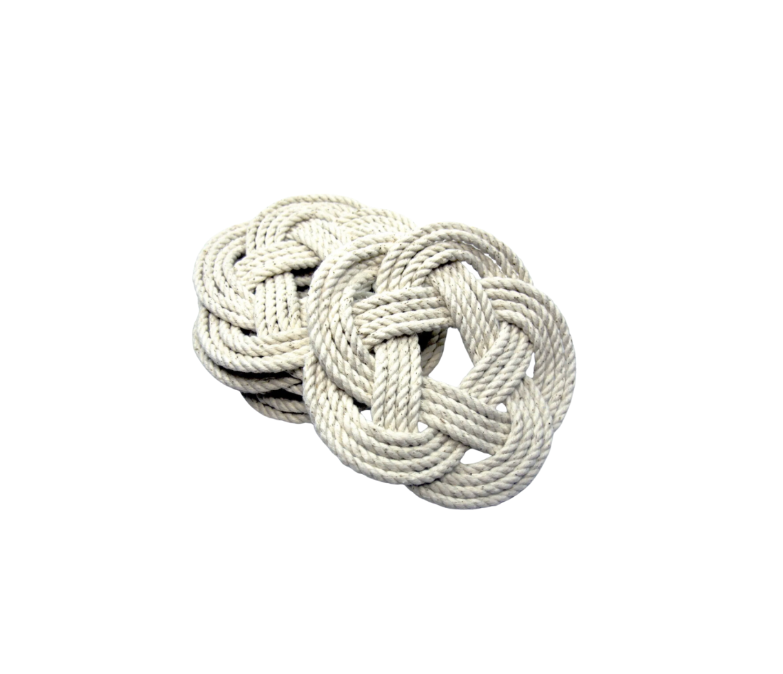 White Nautical Knot Coasters, Set of 4