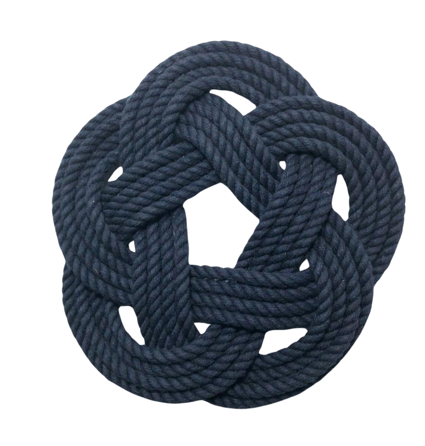 Large Cotton Navy Rope Trivet, Set of 2