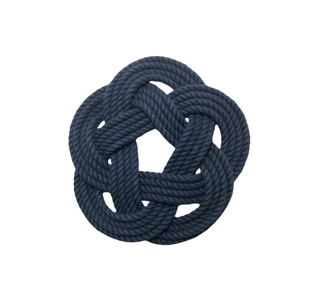 Large Cotton Navy Rope Trivet, Set of 2