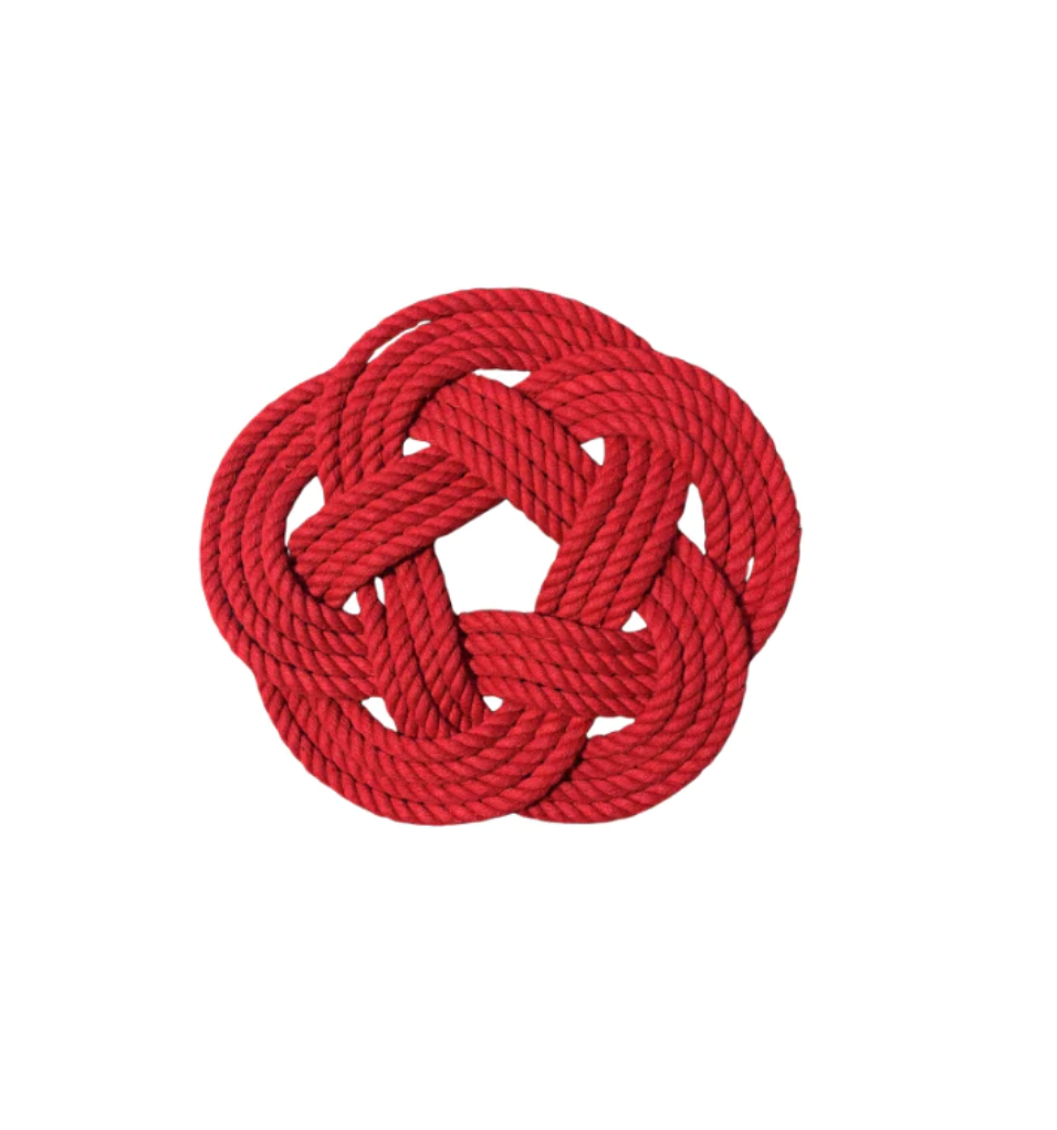 Small Cotton Red Rope Trivet, Set of 2