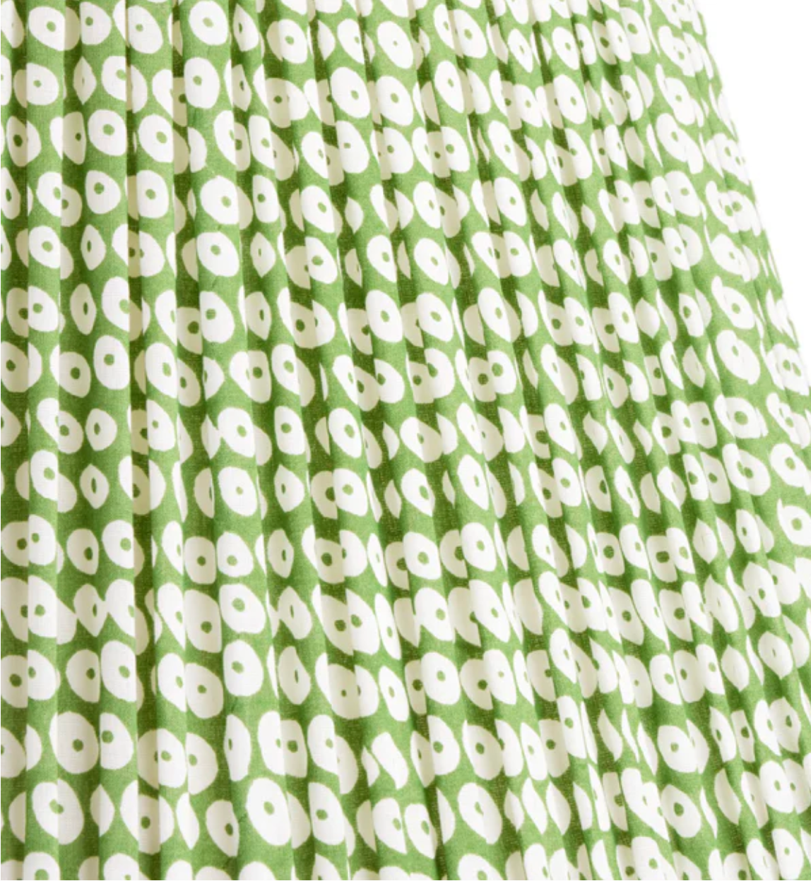 6" Pleated Empire Shade Green Block Printed Cotton for Rechargeable Lights