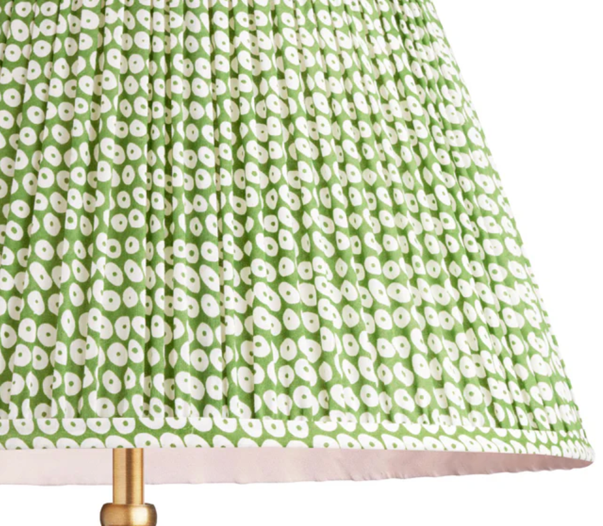 6" Pleated Empire Shade Green Block Printed Cotton for Rechargeable Lights