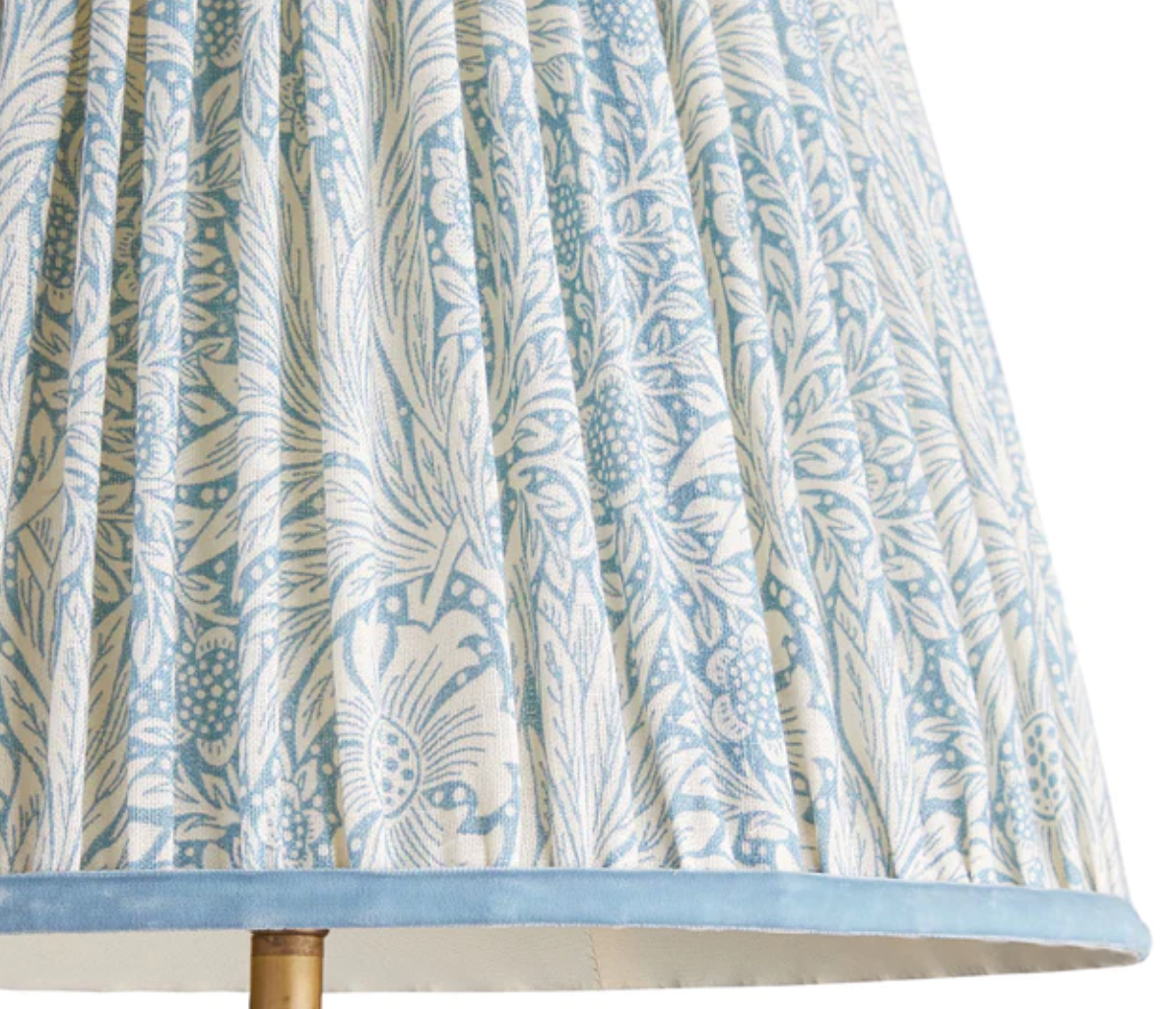 6" Pleated Empire Shade China Blue Marigold Linen Shade for Rechargeable Lights