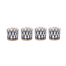 Navy Wicker Wrapped Tumblr Glasses, Set of 4