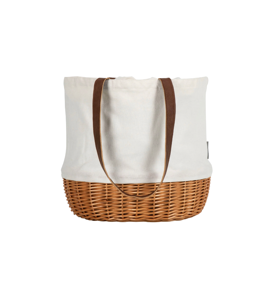 Beige Wicker Basket Tote