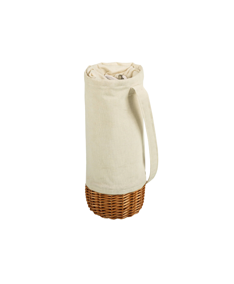 Wicker and Canvas Wine Carrier