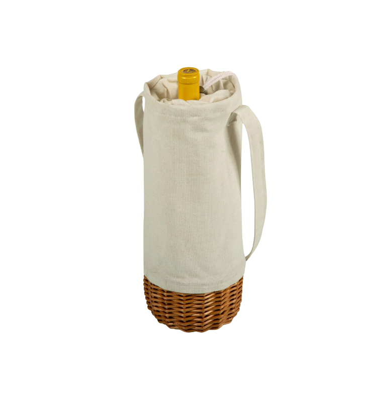 Wicker and Canvas Wine Carrier